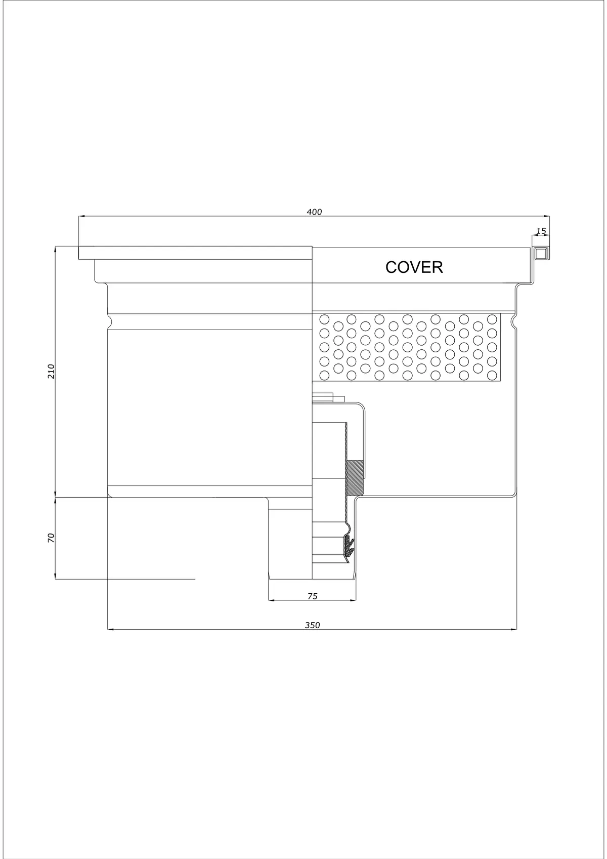 Floor Drain BK_KRD 400x400 DN 75 - One-Piece Vertical Drain