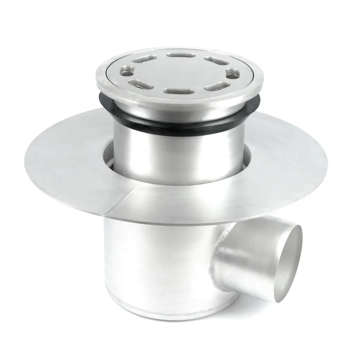 Round side inlet, two-part, with perforated plate cover