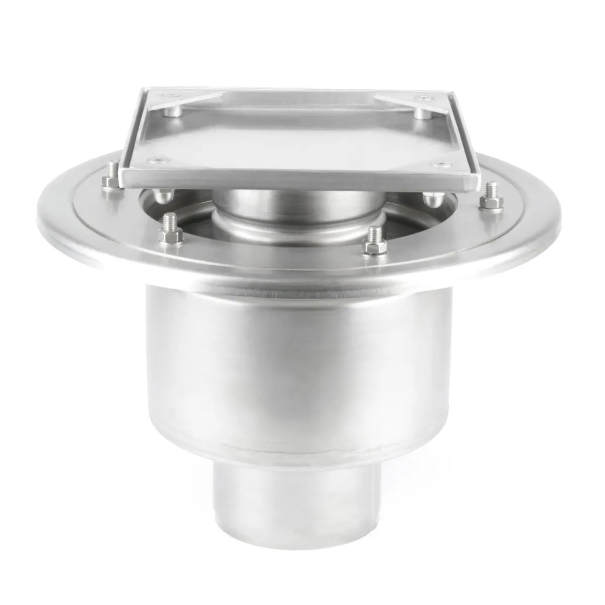 Stainless steel two-part lower inspection chamber with cover for tile cladding