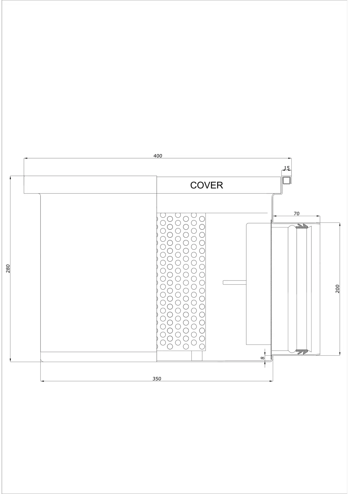 Floor Drain BK_KRB 400x400 DN 200 - One-Piece Horizontal