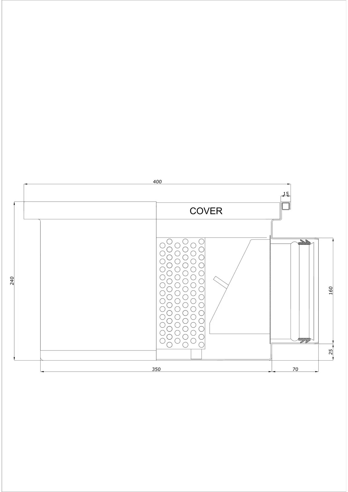 Floor Drain BK_KRB 400x400 DN 160 - One-Piece Horizontal