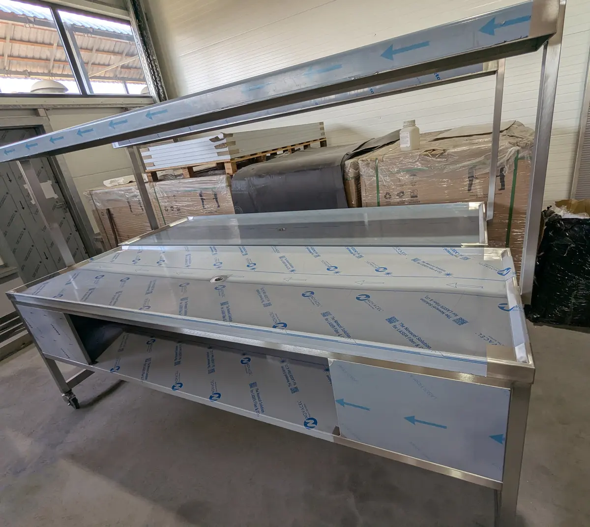 Stainless Steel Worktable with Shelves and Lighting