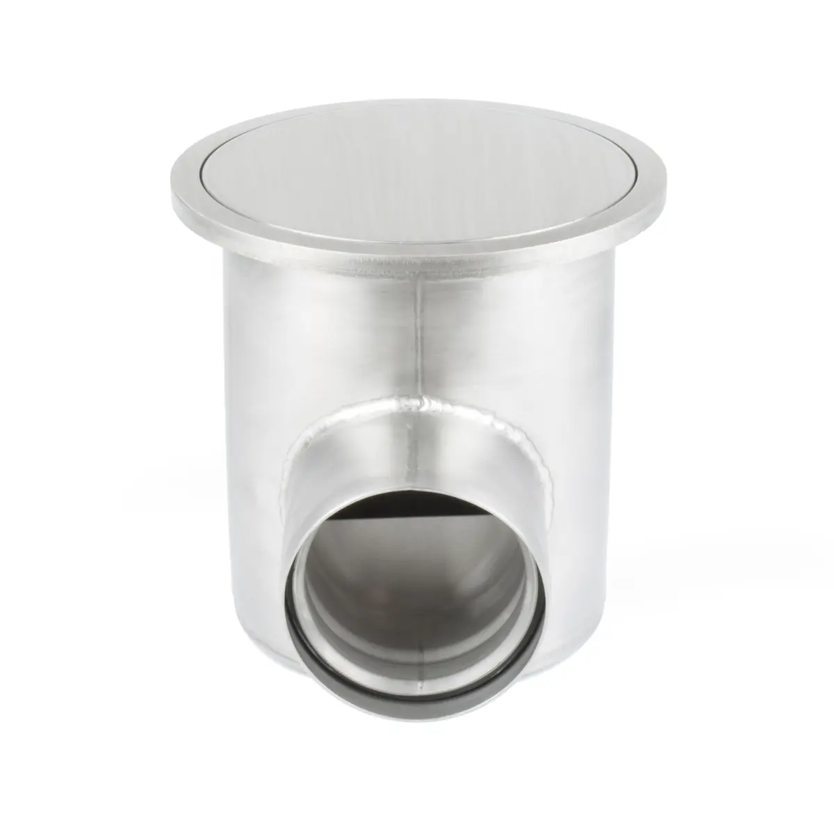 Round side inlet with sealed plate cover