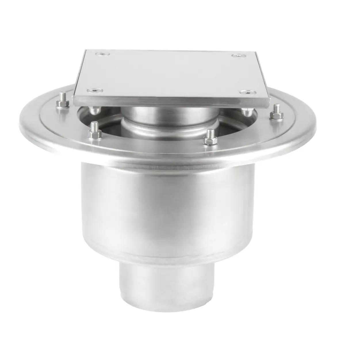Two-part stainless steel inspection hatch with plate cover