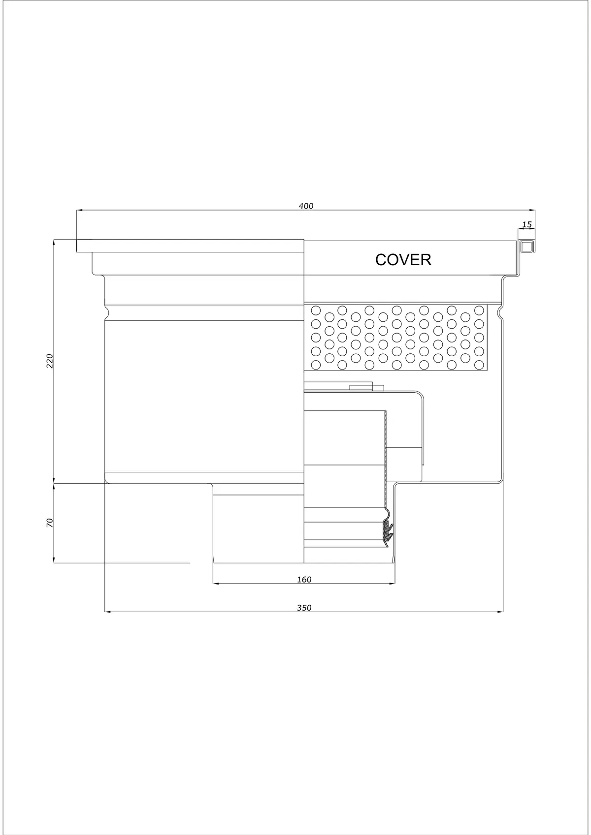 Floor Drain BK_KRD 400x400 DN 160 - One-Piece Vertical Drain