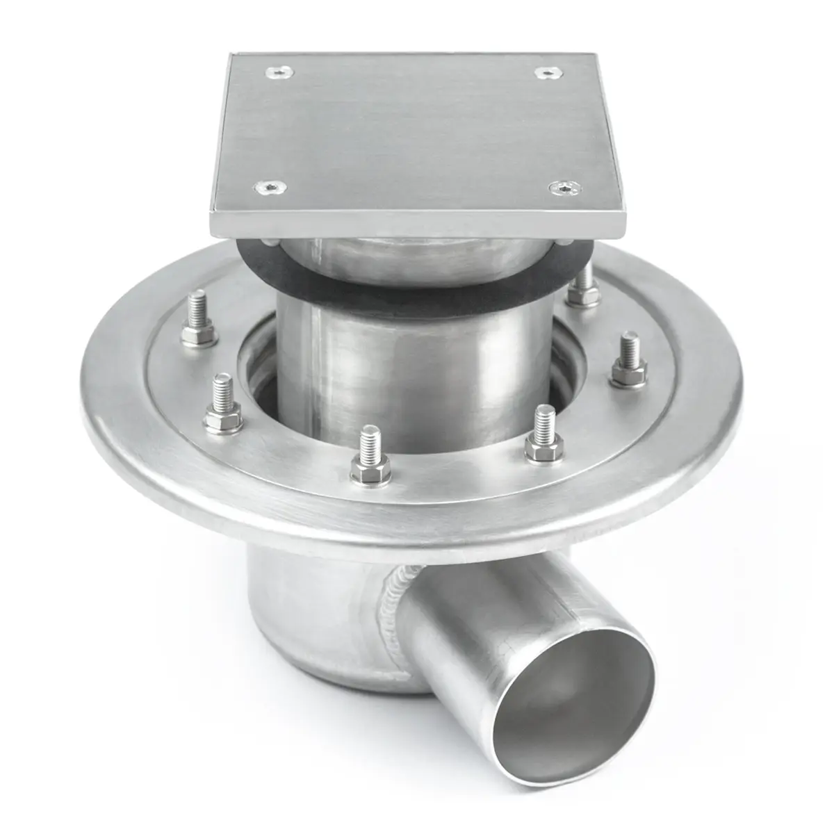 Side two-part stainless steel inspection opening with plate cover