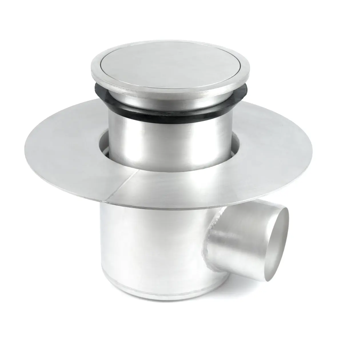 Round side inlet, two-part, with sealed plate cover