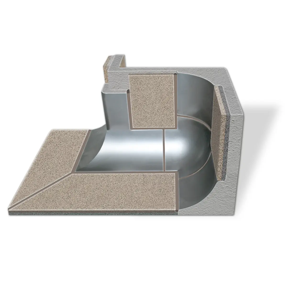 Hygienic stainless steel baseboard for tiles