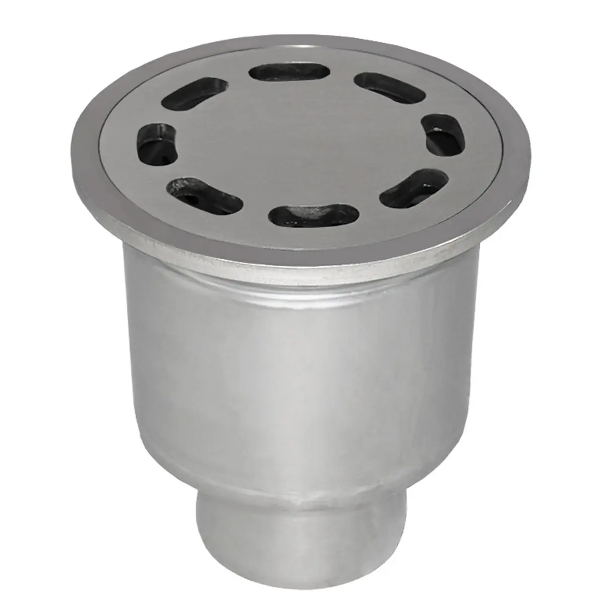 Vertical round drain with perforated plate cover