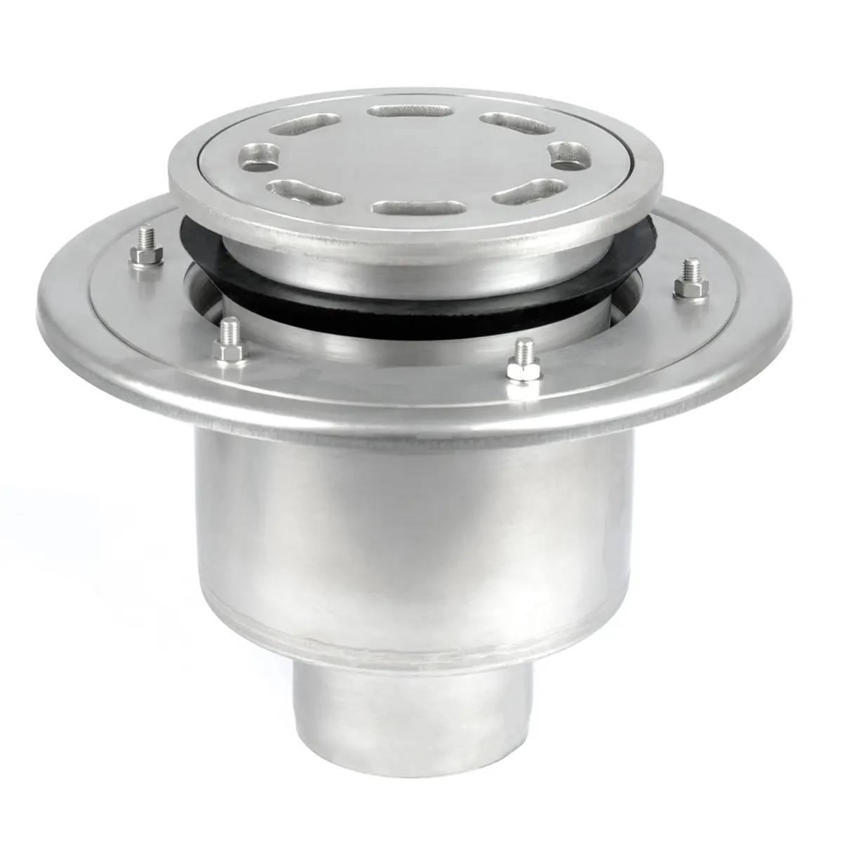 Vertical round drain, two-piece, with perforated plate cover