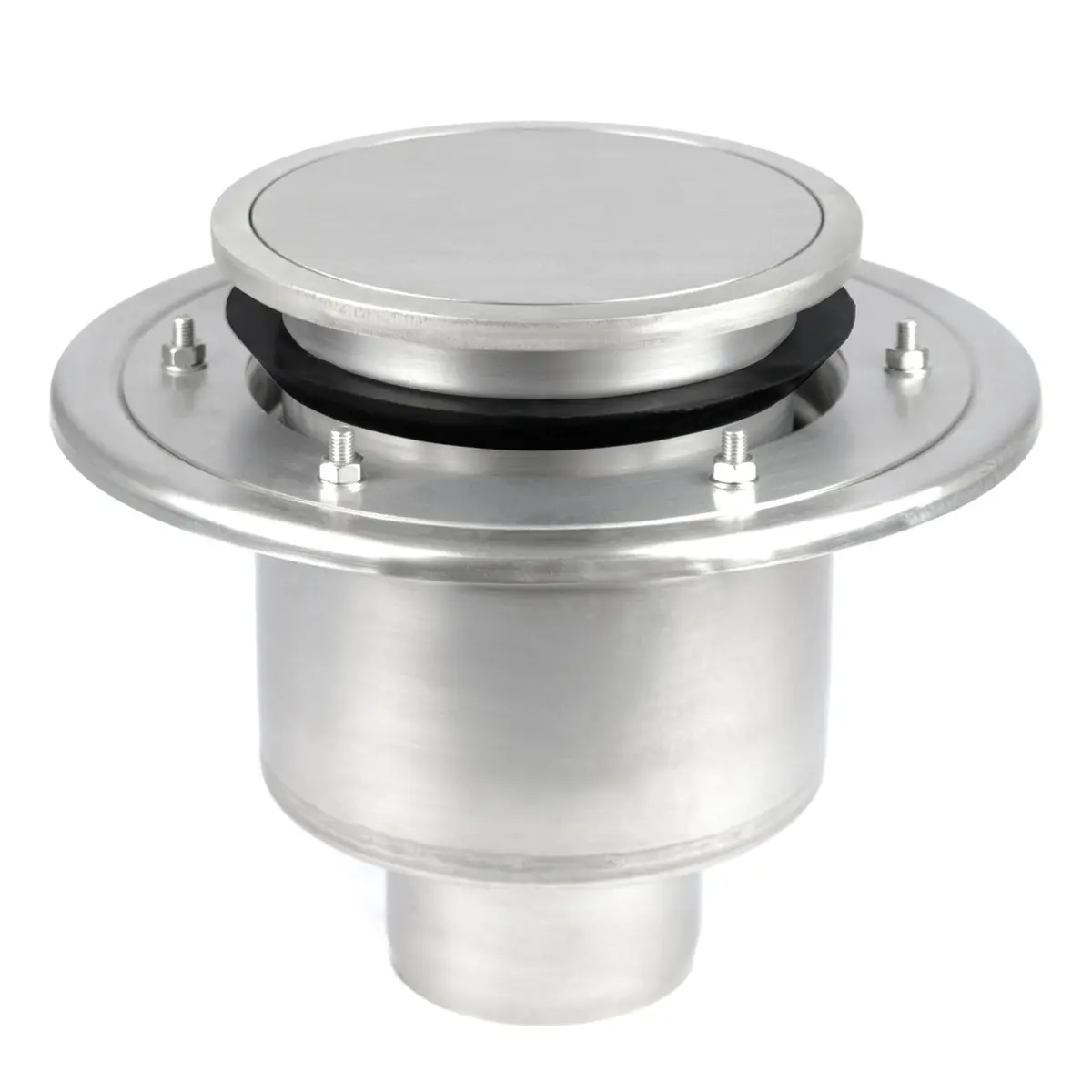Vertical two-part round floor drain with sealed cover
