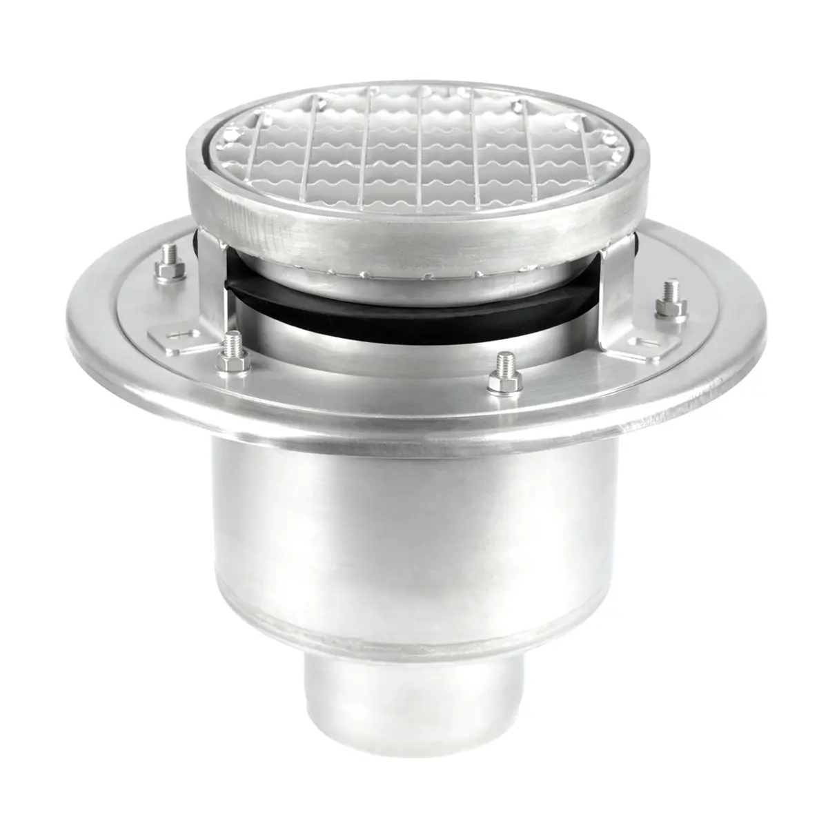 Round bottom drain two-part with anti-slip cover