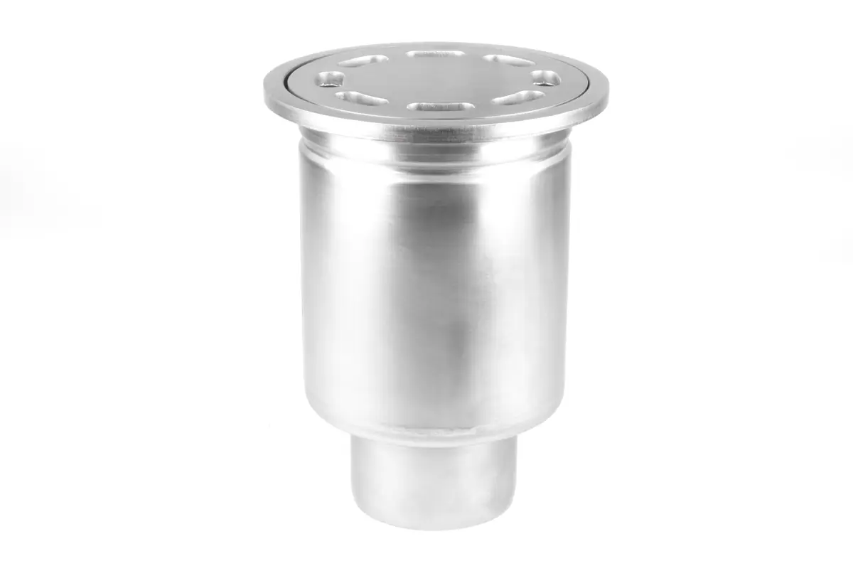 Vertical stainless steel floor drain