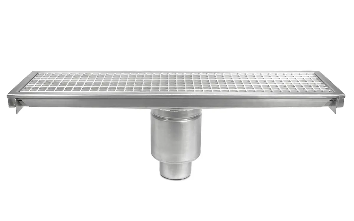 Stainless steel drainage channel with vertical drain