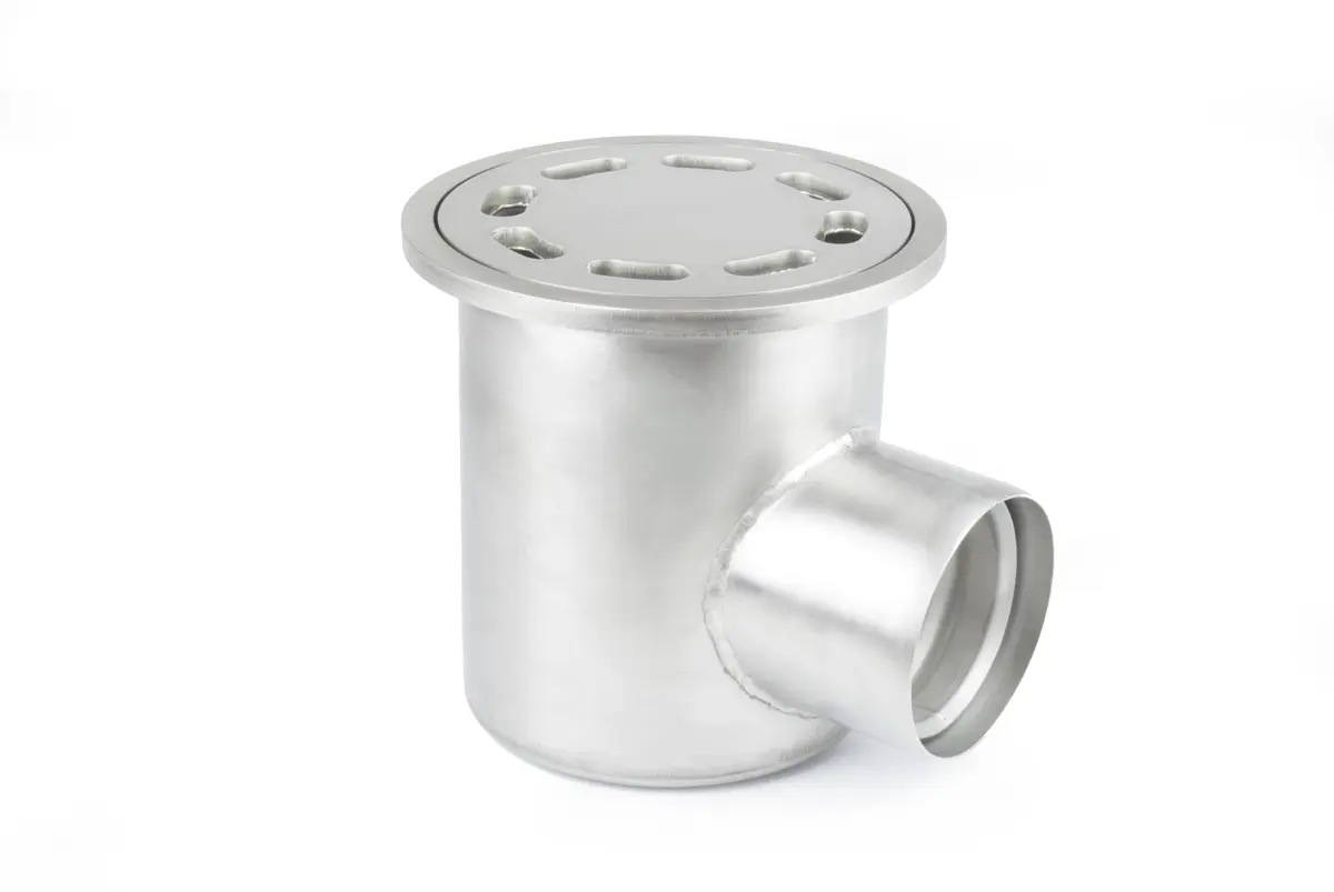 Sealed lateral floor drain in stainless steel DN110