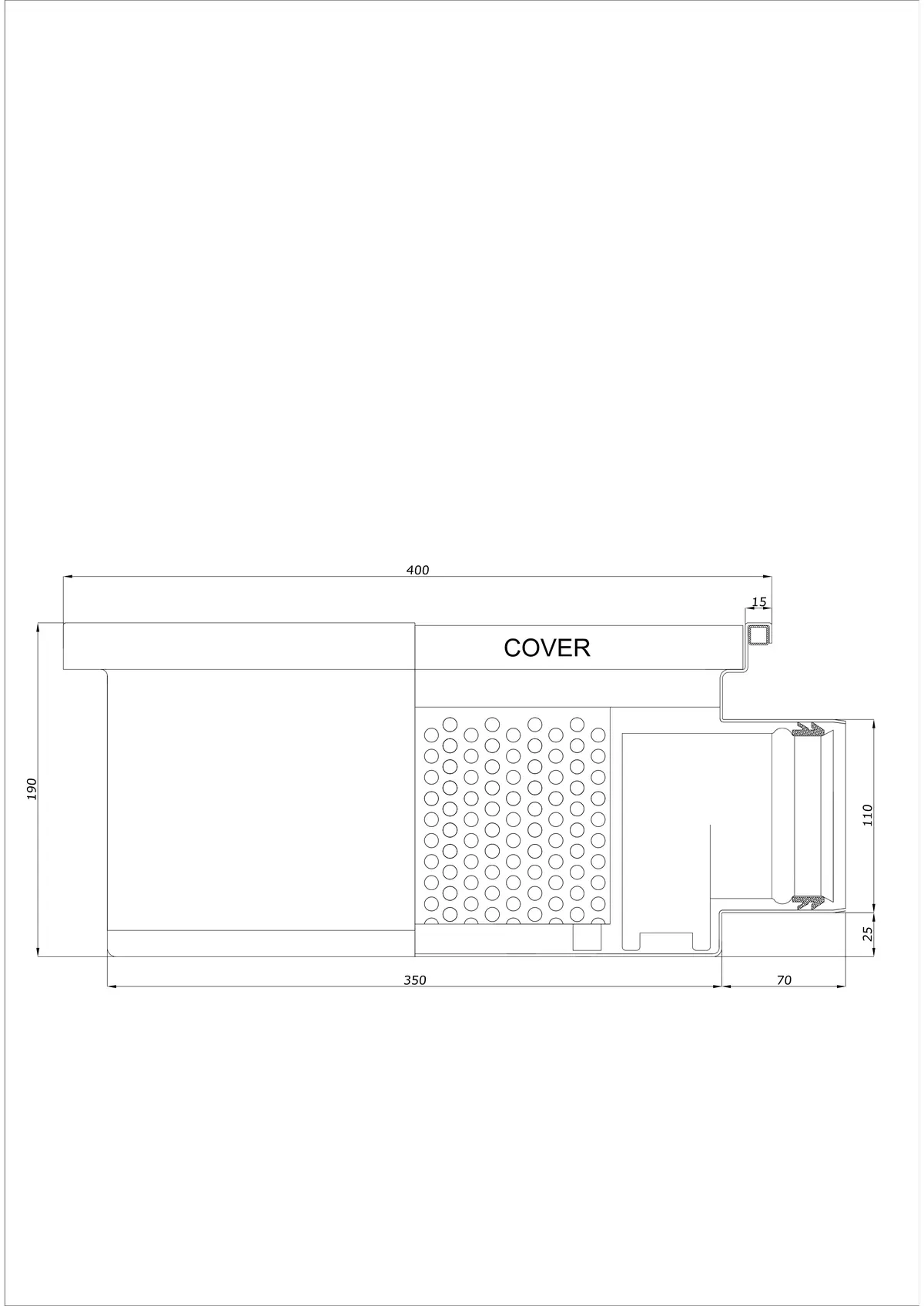 Floor Drain BK_KRB 400x400 DN 110 - One-Piece Horizontal